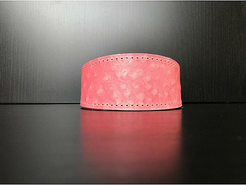 Lined Pink Ostrich Skin - Whippet Leather Collar - Size M
